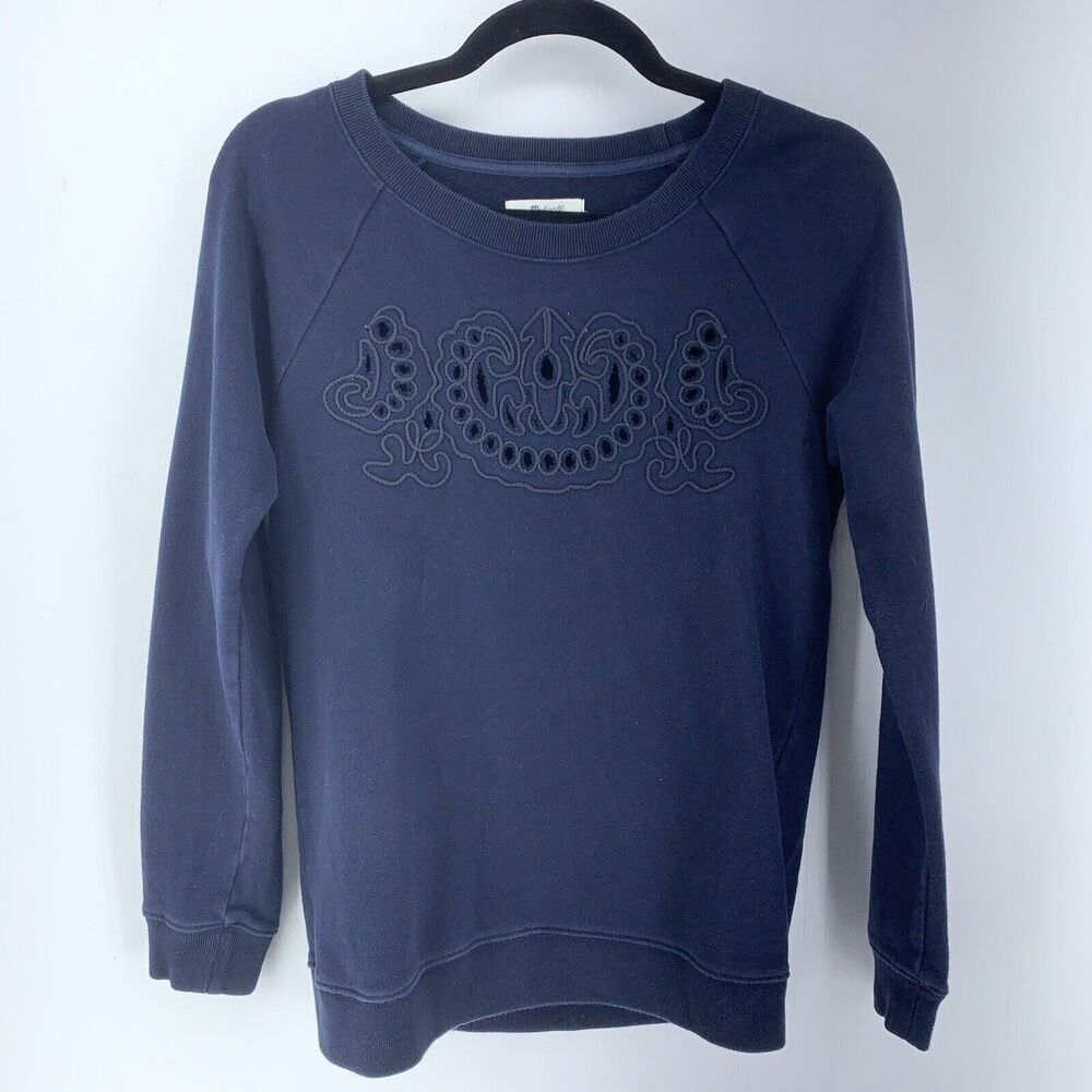 Madewell Womens S Crewneck Sweatshirt Embroidered Cottagecore Preppy Oversized